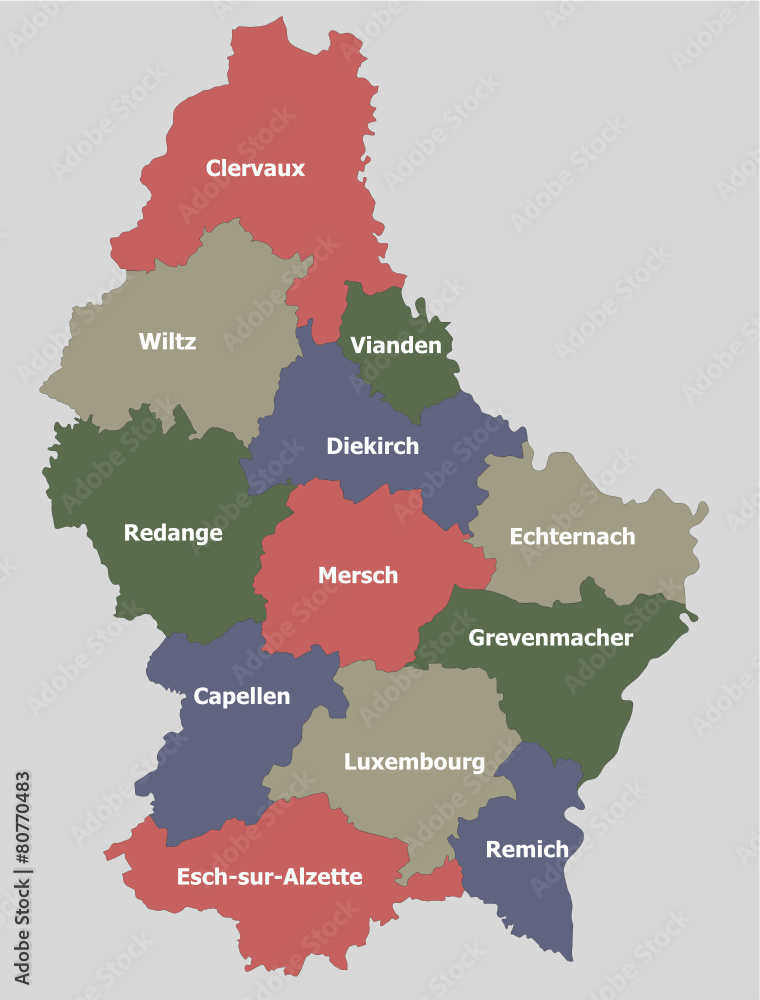 Highly detailed political Luxembourg map