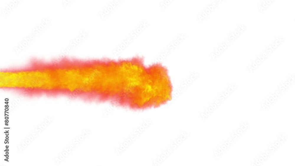 Yellow Smoke Trail on White Background Yellow Smoke Trail on White Background