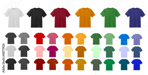 Big t-shirt templates collection of different colors