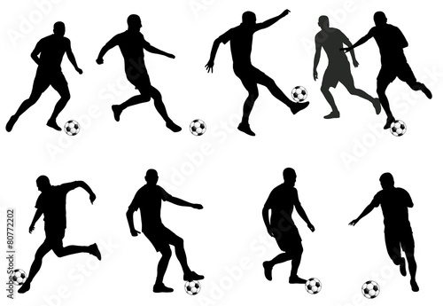 soccer players detailed silhouettes set - vector