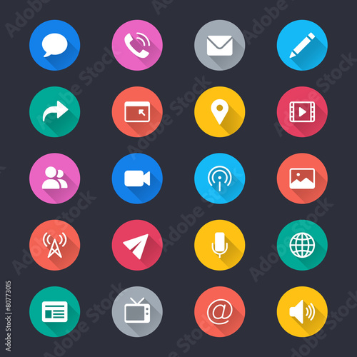 Media and communication simple color icons