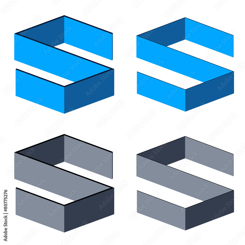 vector 3D abstract letter S symbols vector 3D abstract letter S symbols