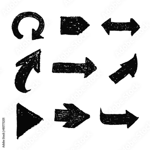 black grunge arrow set vector
