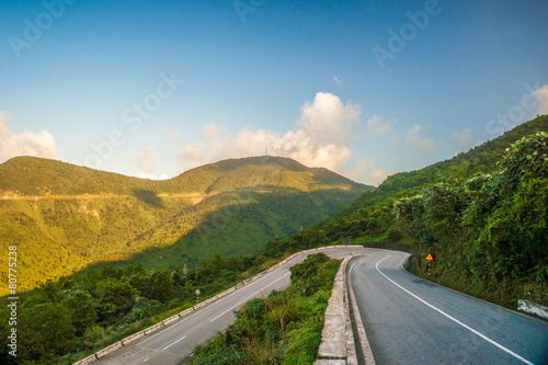 Hai Van pass - the famous road which leads along the coastline m