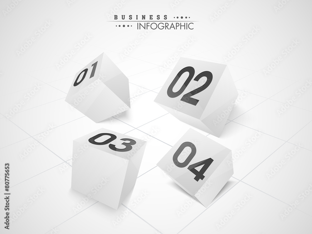 Business infographics with 3D cubes on grey background. Business infographics with 3D cubes on grey background.