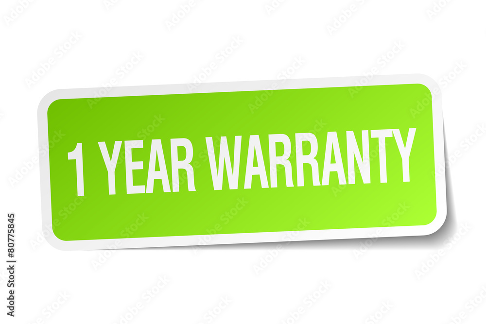 1 year warranty green square sticker on white background 1 year warranty green square sticker on white background