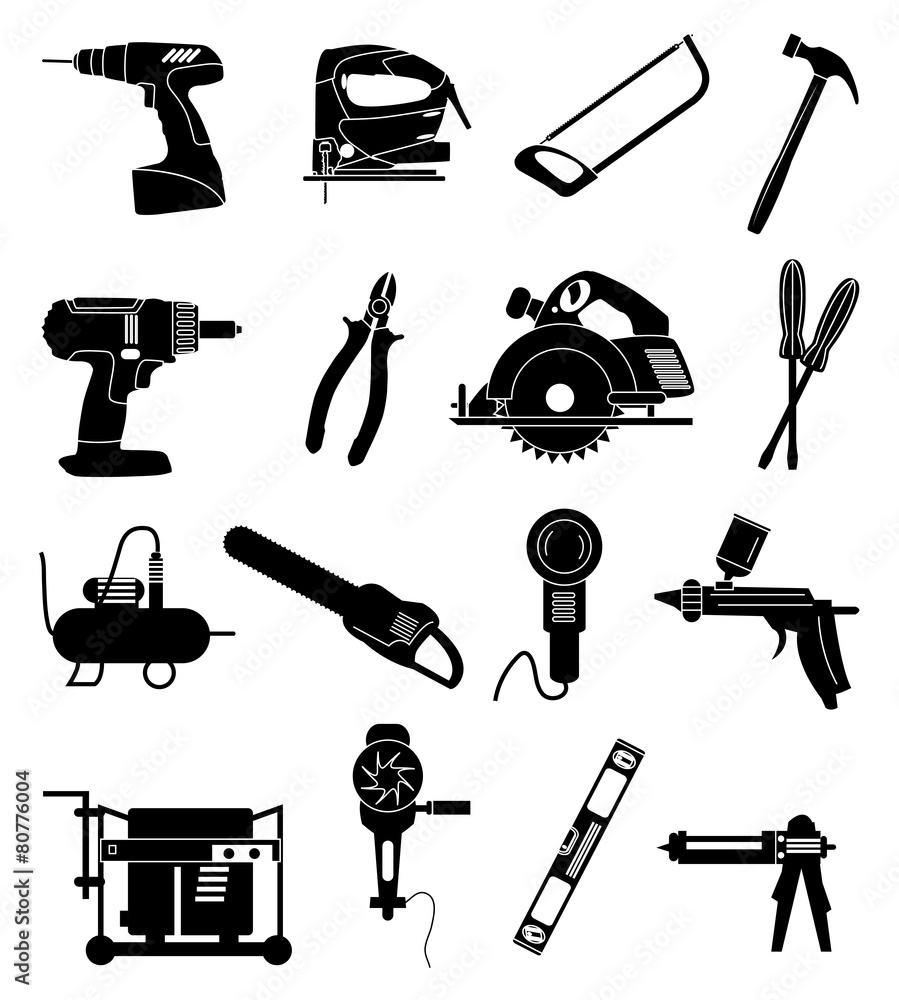Industrial tools icons set Industrial tools icons set