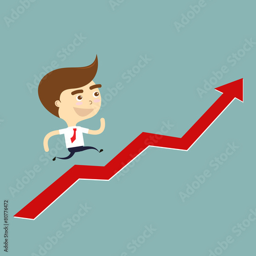 businessman running grow up graph vector