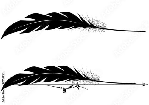 set of vignettes with feather pen
