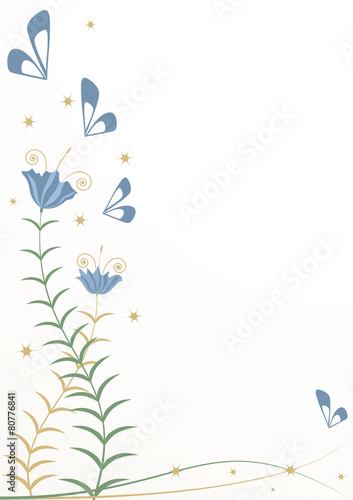 stylized flowers and butterflies