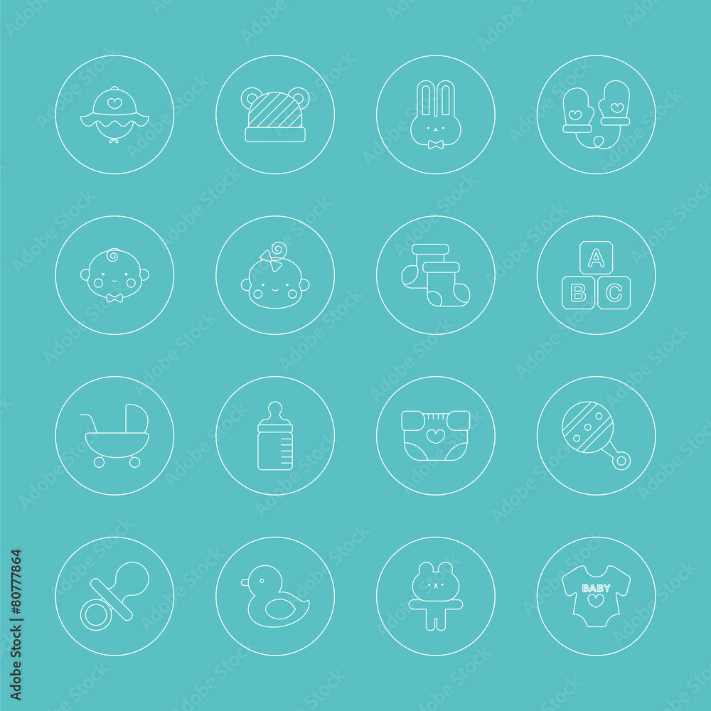 Baby line icon set Baby line icon set
