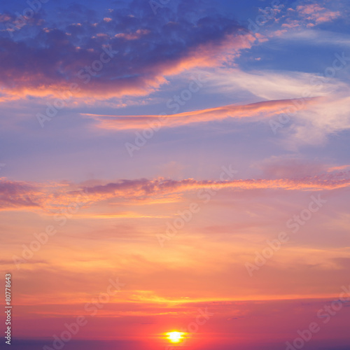 beautiful sunrise and cumulus clouds © alinamd