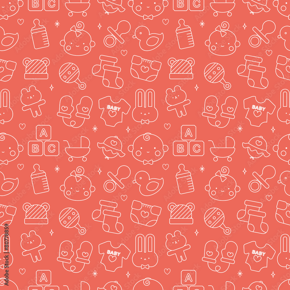 Baby line icon pattern set Baby line icon pattern set