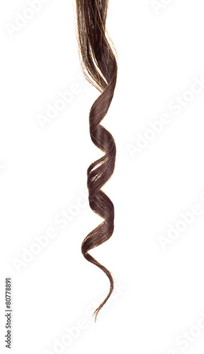 Tela Shiny brown curl isolated on white