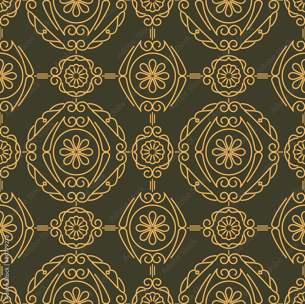 Rich decorated calligraphic outlined stroke seamless pattern in Rich decorated calligraphic outlined stroke seamless pattern in