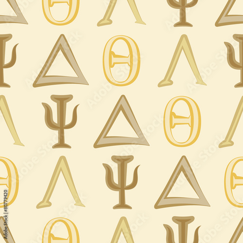 seamless background with letters of the Greek alphabet photo