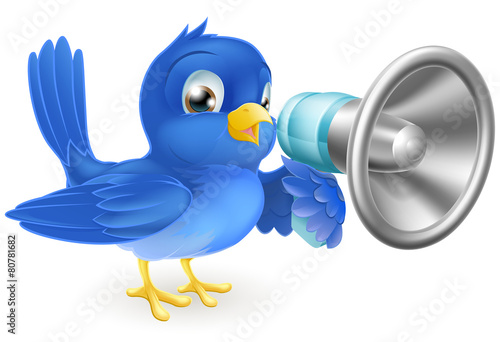 Bluebird with megaphone