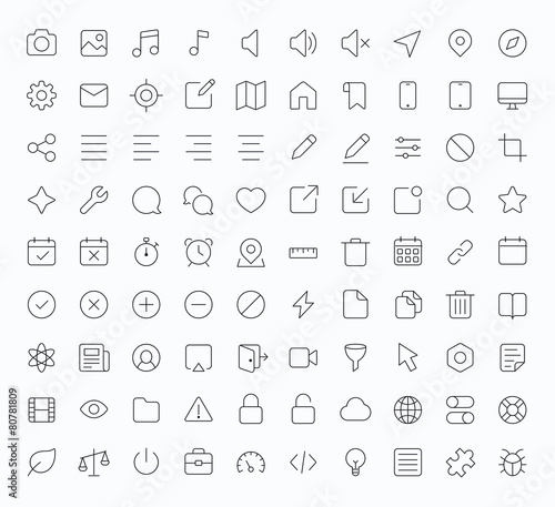 Outline vector icons for web and mobile