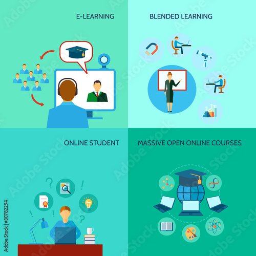 Online Education Icon Flat