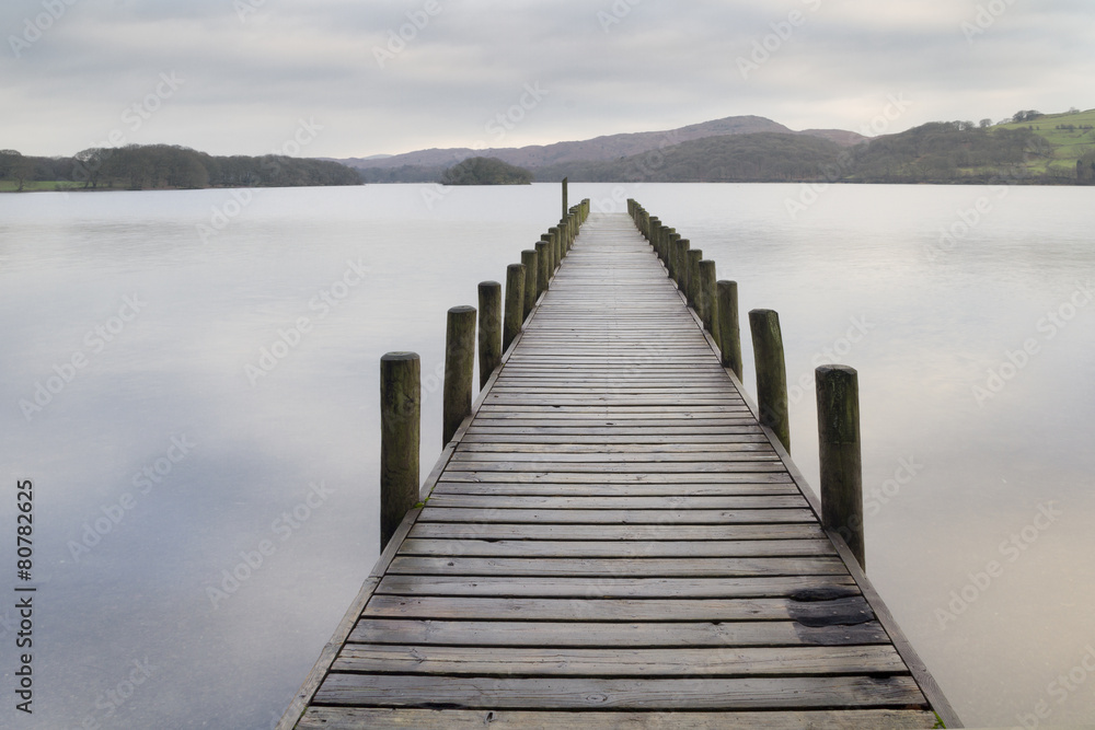 Wooden jetty in the lake district Wooden jetty in the lake district