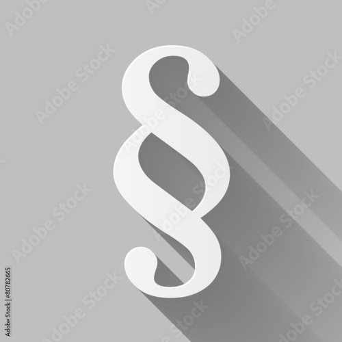 Law icon with a long shadow on light gray background