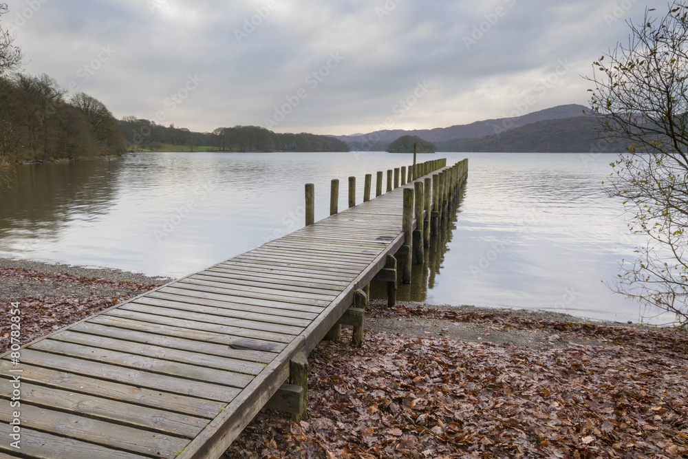 Wooden jetty  in the lake district