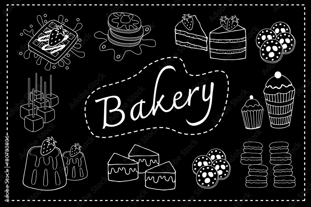 Bakery menu black board doodle