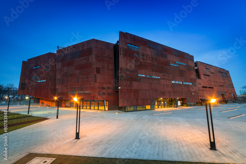 Rusty steel building of European Solidarity Museum in Gdansk