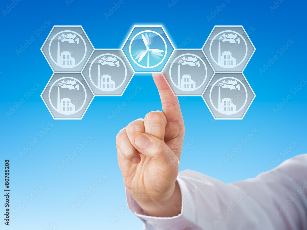 Hexagonal Wind Power Icon Selected. Hexagonal Wind Power Icon Selected.