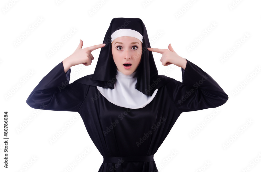 Nun isolated on the white background Nun isolated on the white background