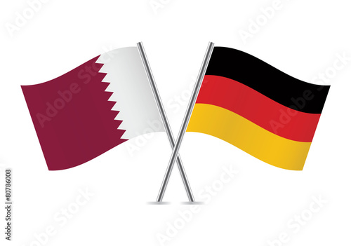 German and Qatar flags. Vector illustration.