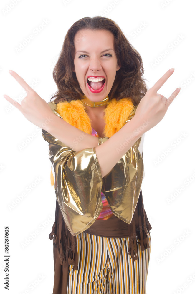 Woman in ethnic style isolated on white