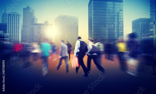 Commuter Business District Walking Crowd Cityscape Concept © Rawpixel.com