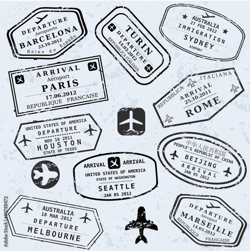 Travel vector - passport stamps
