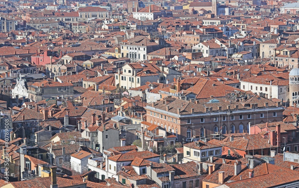 houses with red-tile roofs and bricks in southern Europe