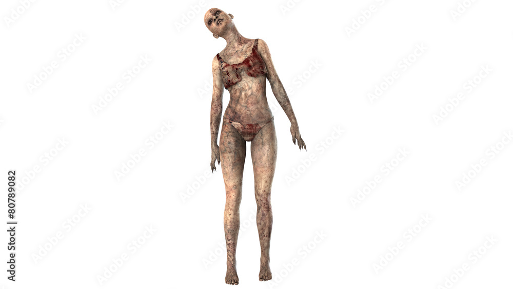 Walking dead zombie woman isolated on white background Walking dead zombie woman isolated on white background