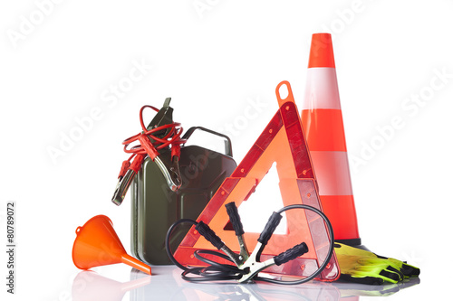 Fotografi warning triangle and car service accessories