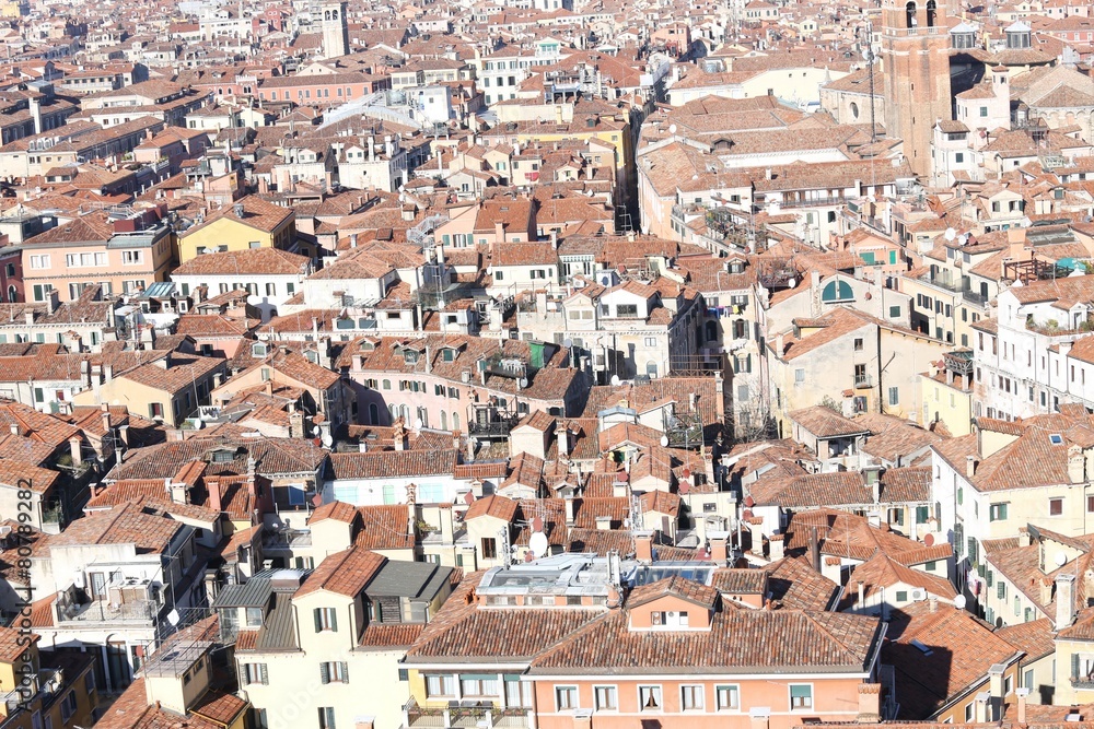 Venice, many houses seen from the campanile di san marco