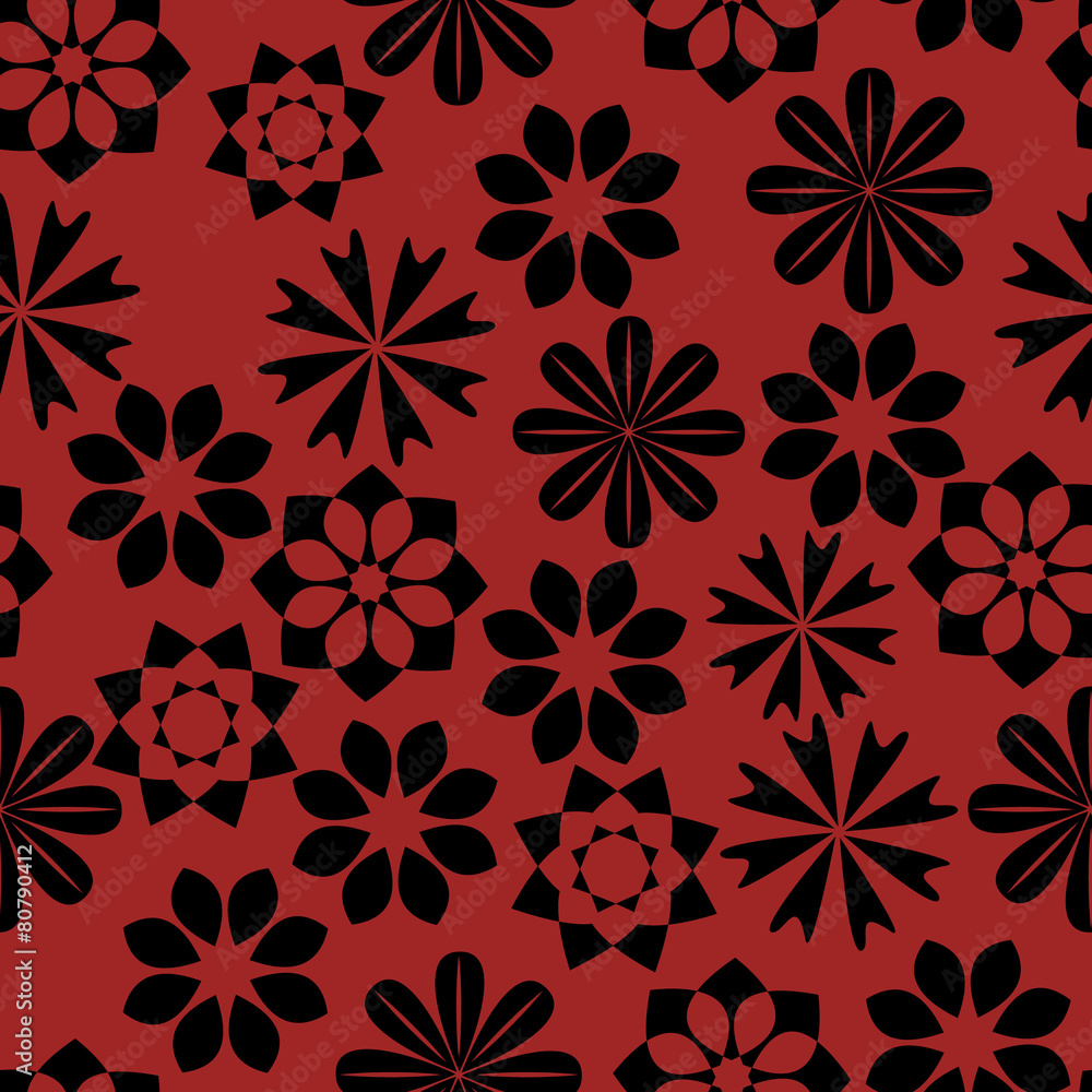Seamless pattern with black and white flowers Seamless pattern with black and white flowers
