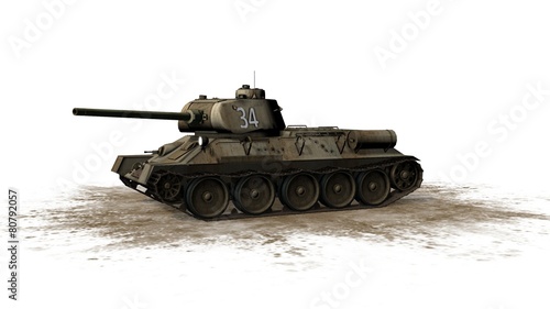 T34 russian Battle Tank seperated on white background