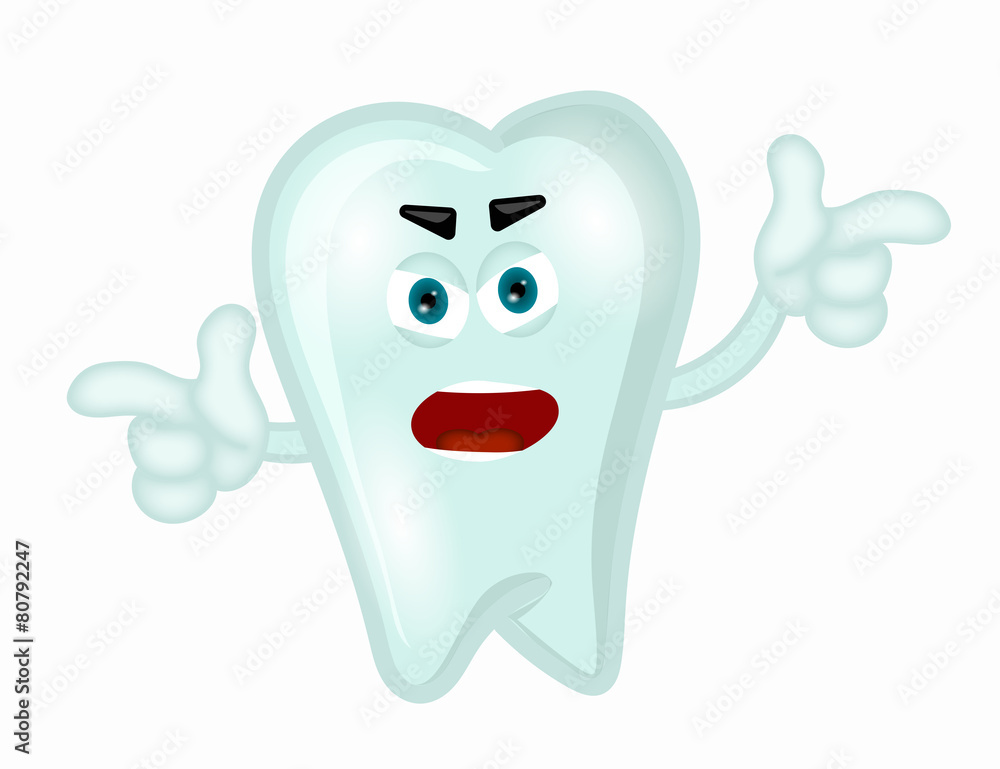 Angry tooth funny cartoon illustration children dientist Angry tooth funny cartoon illustration children dientist