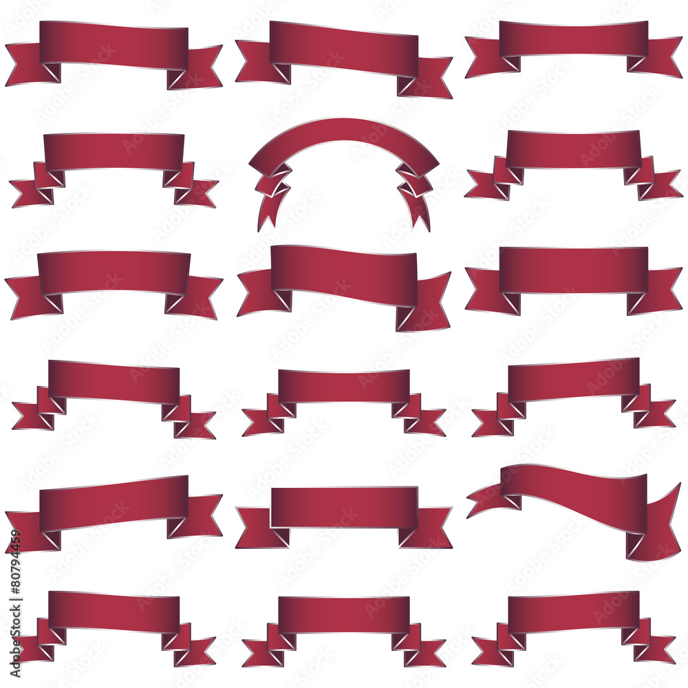 Collection of red vector ribbons