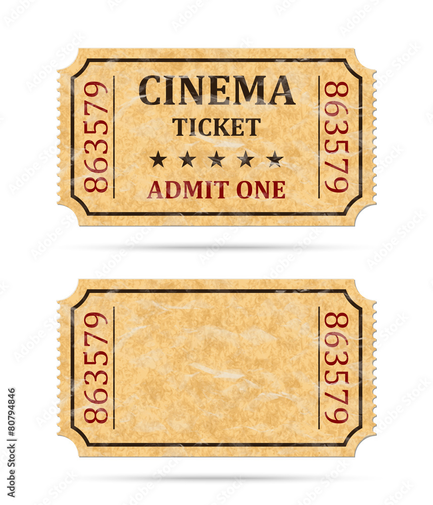 Vecteur Stock Retro cinema ticket and empty ticket | Adobe Stock