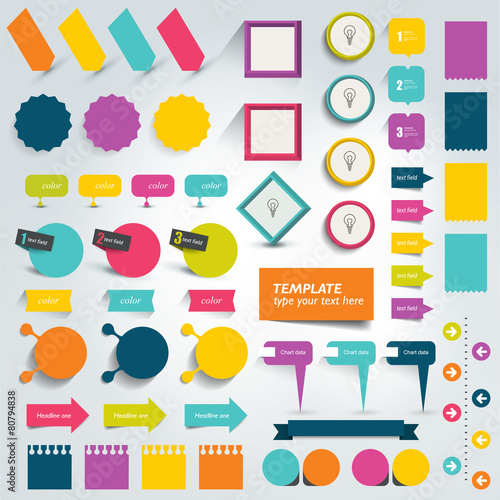 Collections of info graphics flat design elements.