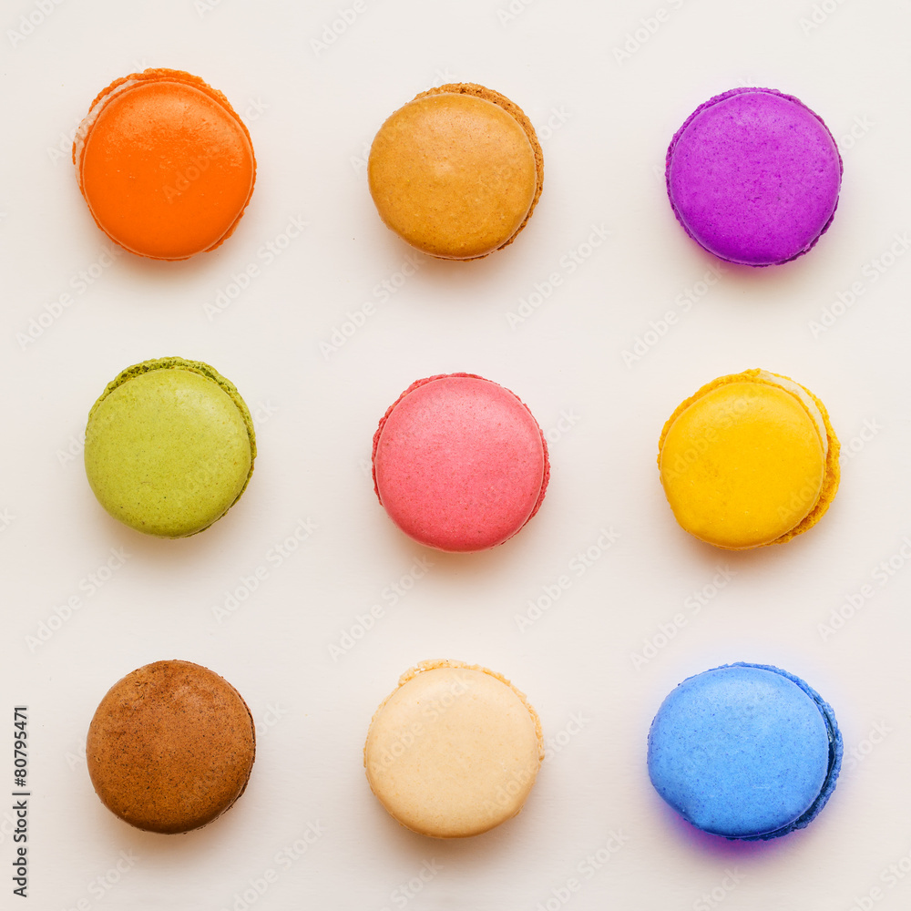 Sweet colorful macaroons. Top view Sweet colorful macaroons. Top view