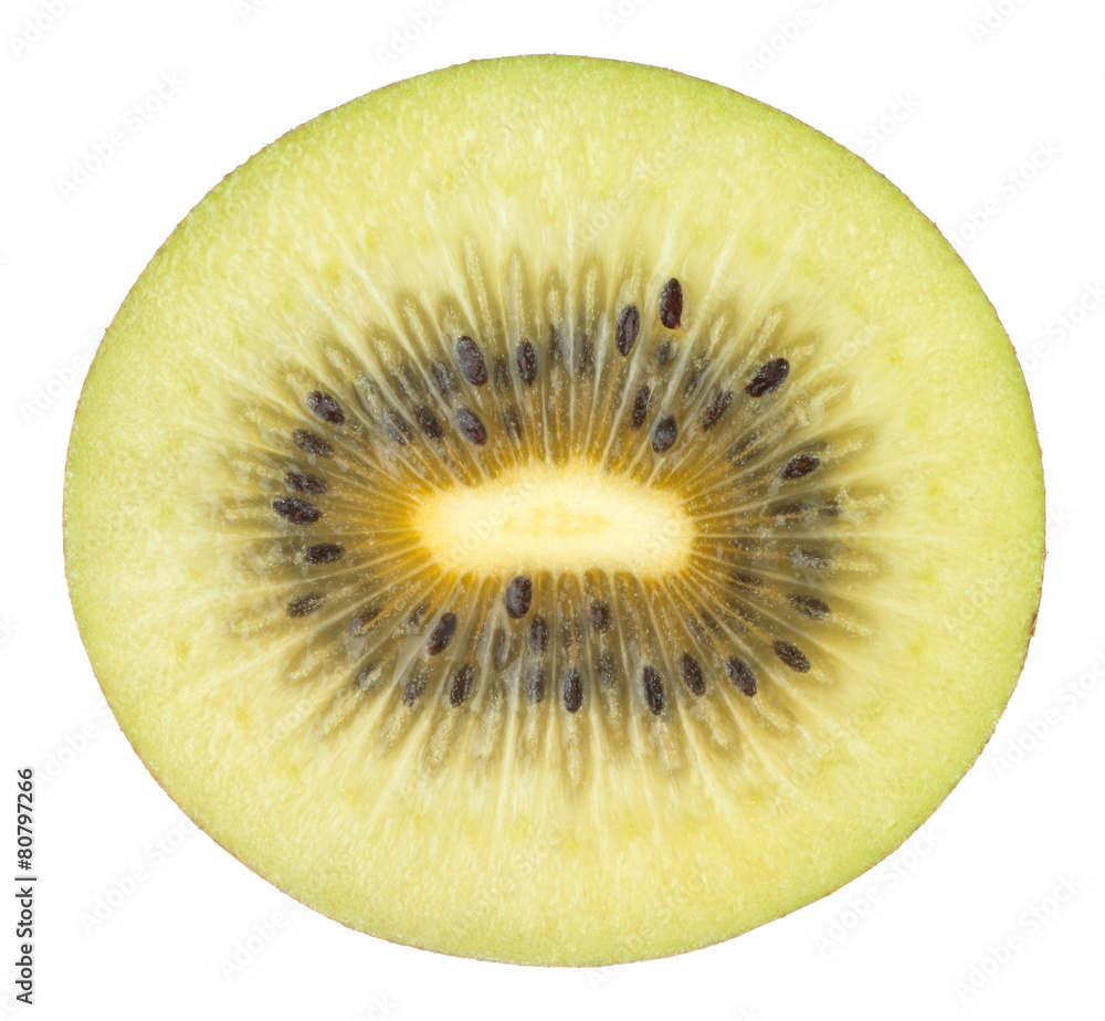 Cross-section of kiwifruit isolated on white