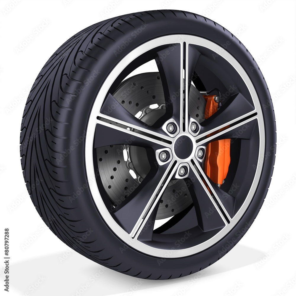 Obraz premium 3d detailed car wheel with rim