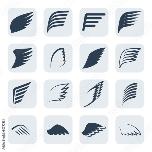 Vector wings icon set