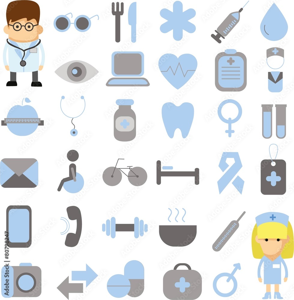 Fototapeta premium Набор для мобильных и веб-набор векторных медицины иконки