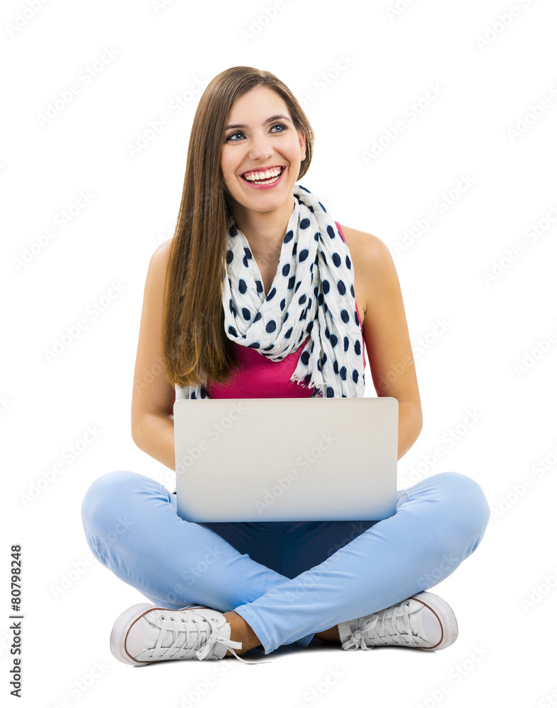 Naklejka premium Woking with a laptop